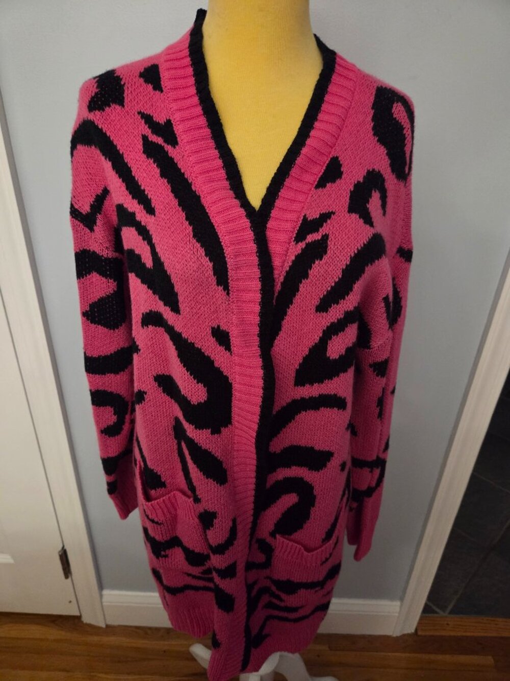 SHEIN Pink Animal Print Cardigan